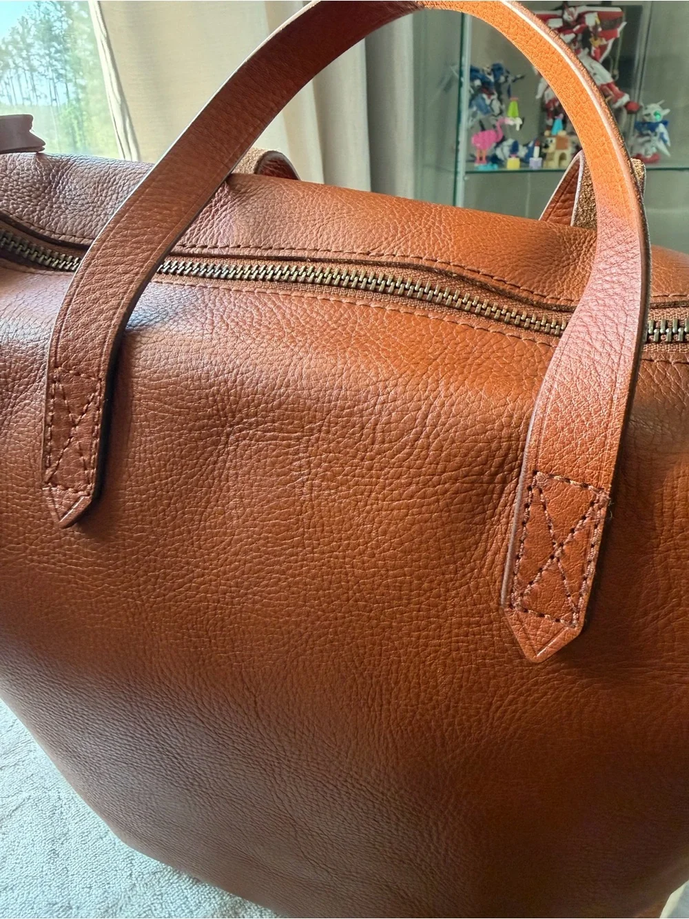 Madewell The Transport Satchel English Saddle Pebbled Leather Crossbody Bag
